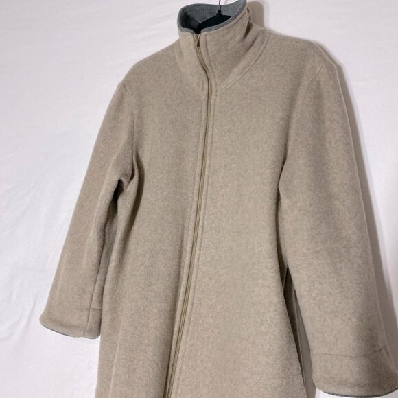 Vintage Kayanna Lingerie Beige Maxi Lgth Front Zip Fleece MockNeck Housecoat S - Picture 15 of 15